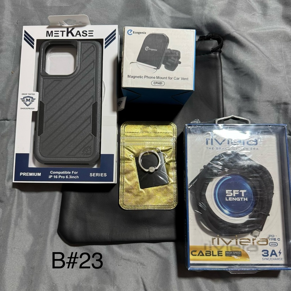 Black Rugged iPhone 16 Pro Case with Accessories Bundle